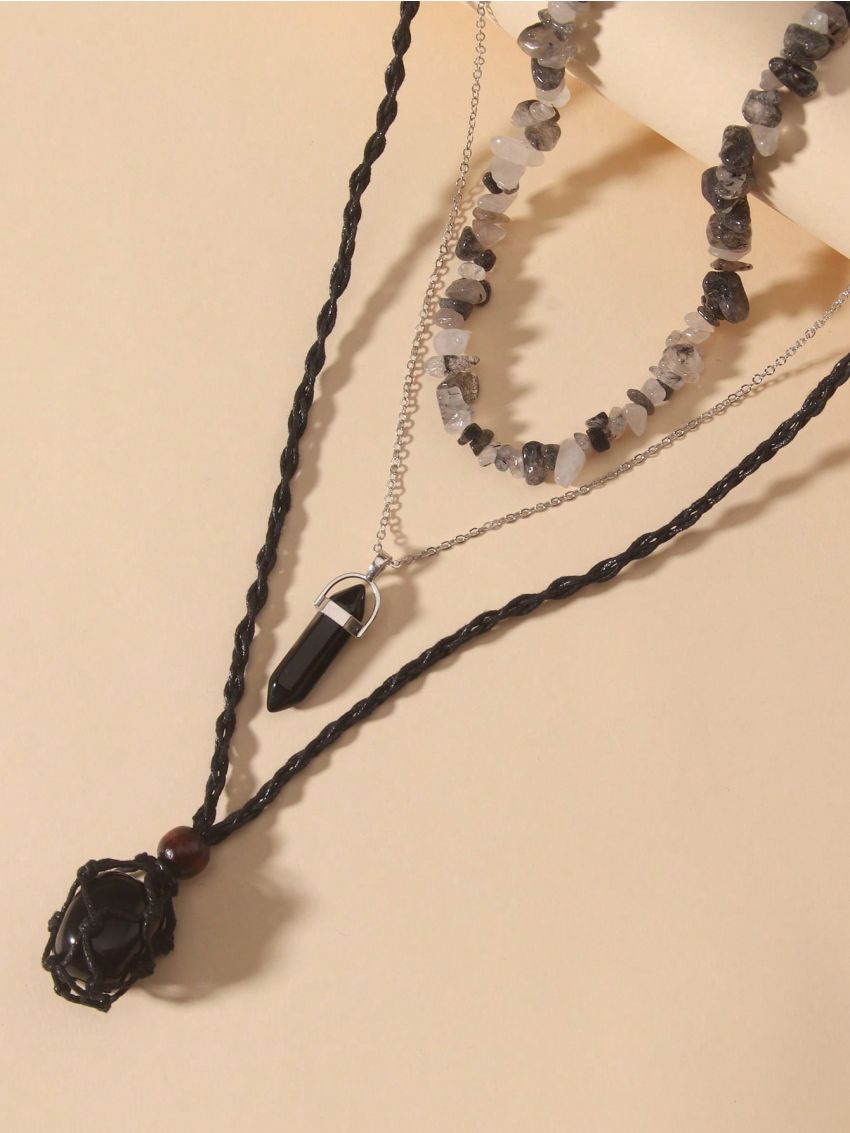 Fairycore 3pcs Fashion Iron Alloy Geometric Charm Necklace For Women For Daily Decoration