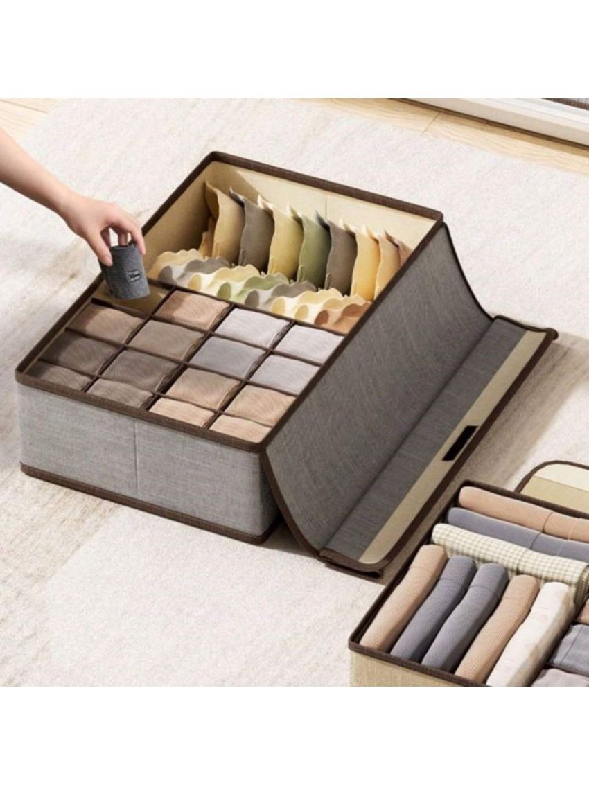 Single Pack Cabinet Organizer Wardrobe Drawer Organizing System Foldable Drawer Organizer with Cover Clothing Fabric Storage for Socks, Underwear, Bras, Shirts, T-Shirts