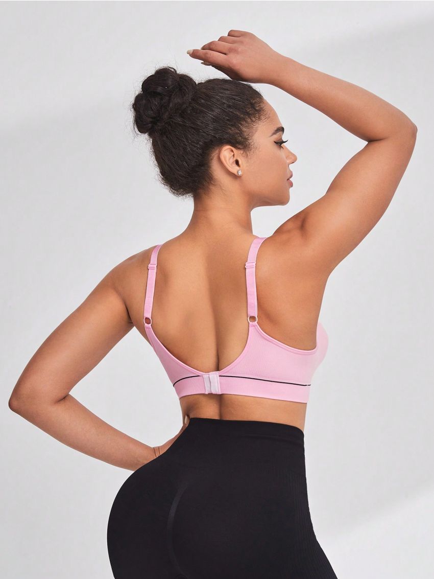 Women's Sports Bra With Heart And Letter Print Design