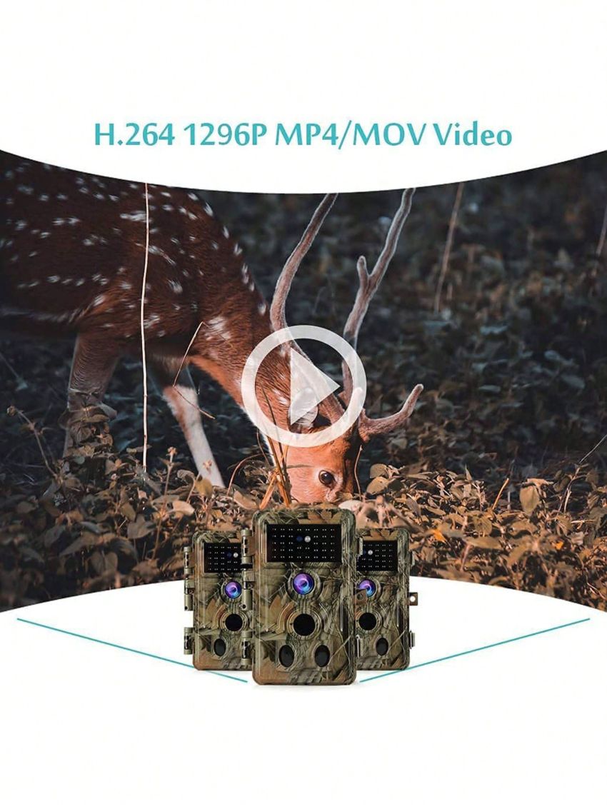 BlazeVideo 2-Pack 24MP 1296P H.264 Outdoor Waterproof Trail Game & Deer Cameras with No Glow Night Vision Video Motion Activated 0.1S Trigger Time for Wildlife Hunting and Home Security Surveillance