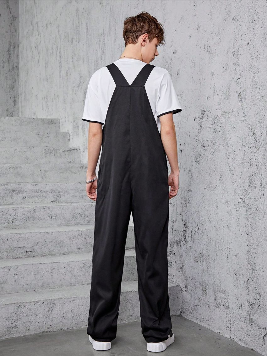 Boys' Bib Overall Jumpsuit In Checked Pattern For Teenagers