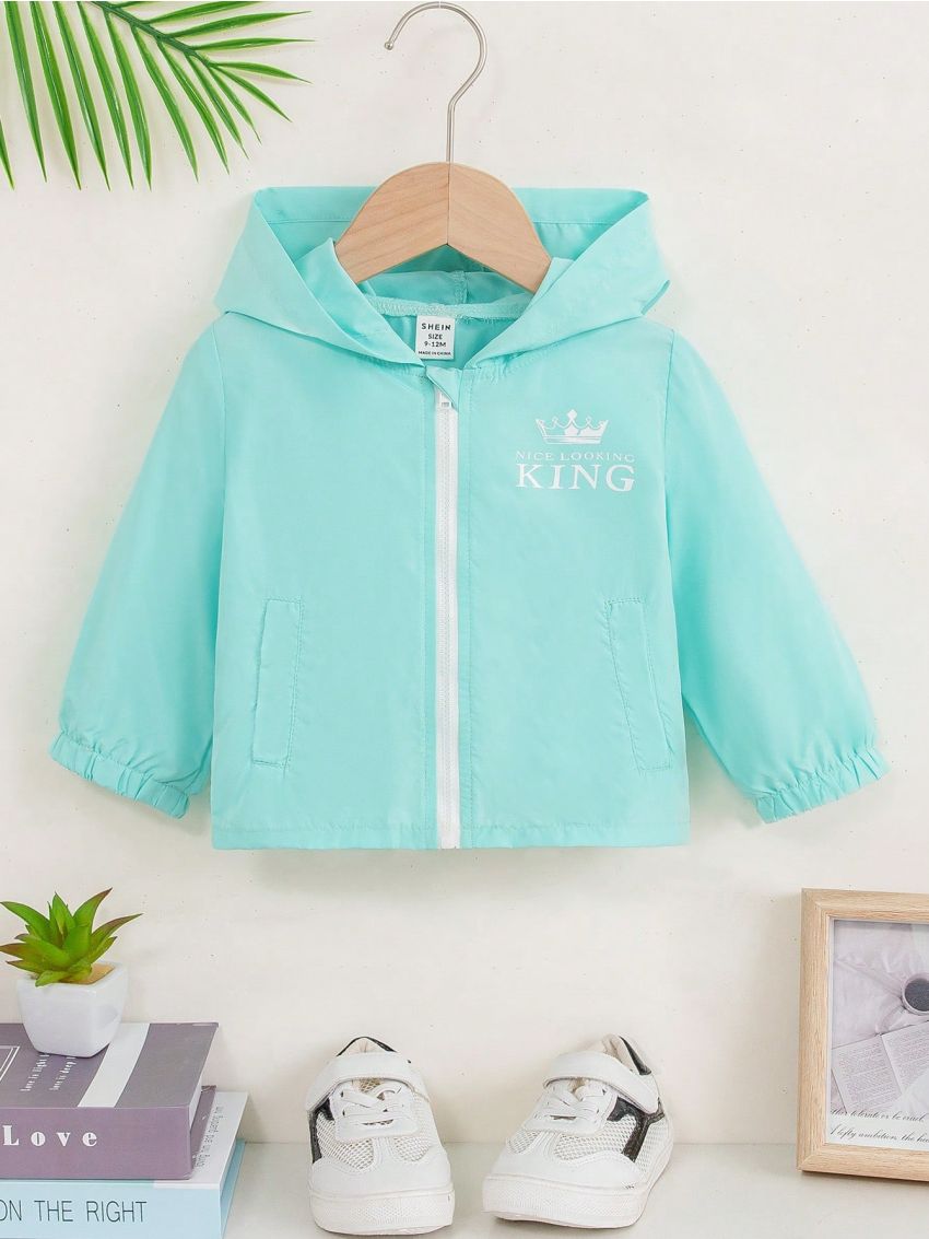 Boys' Cool Casual Hooded Jacket With Fun Letter Print, Toddler