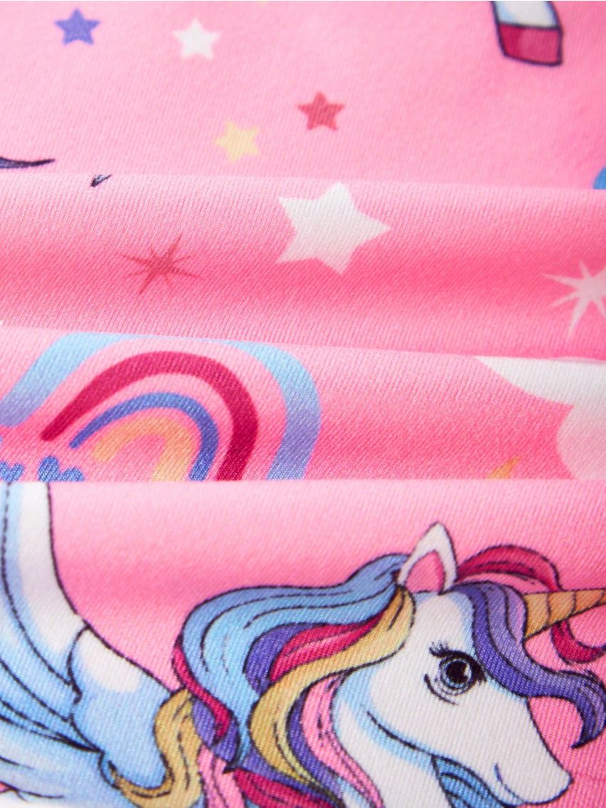 SHEIN Kids EVRYDAY Big Girls Unicorn Rainbow Vest And Trousers Two-Piece Set