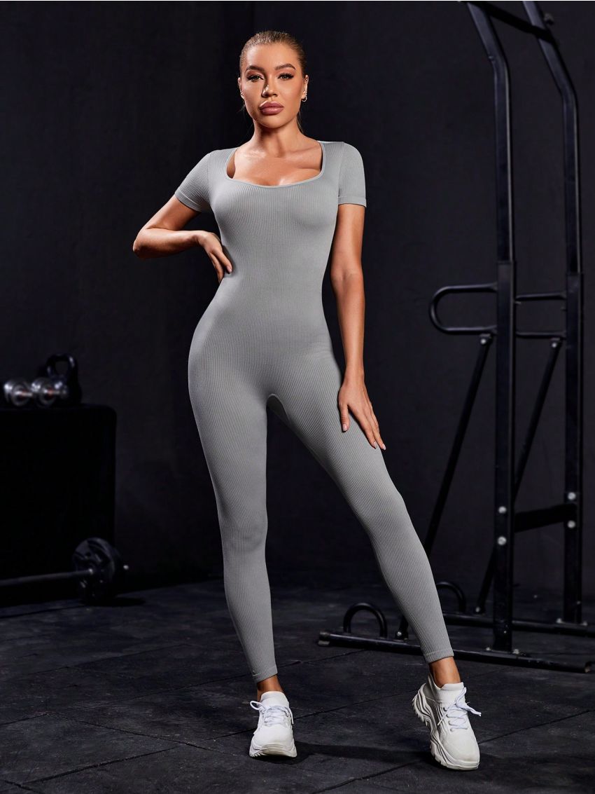 Yoga Basic Women'S Seamless Mock Neck Sports Jumpsuit