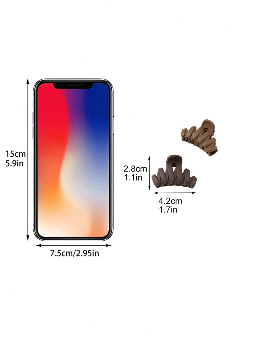 5pcs/set 4cm Coffee Matte Wave Hair Claw Clips
