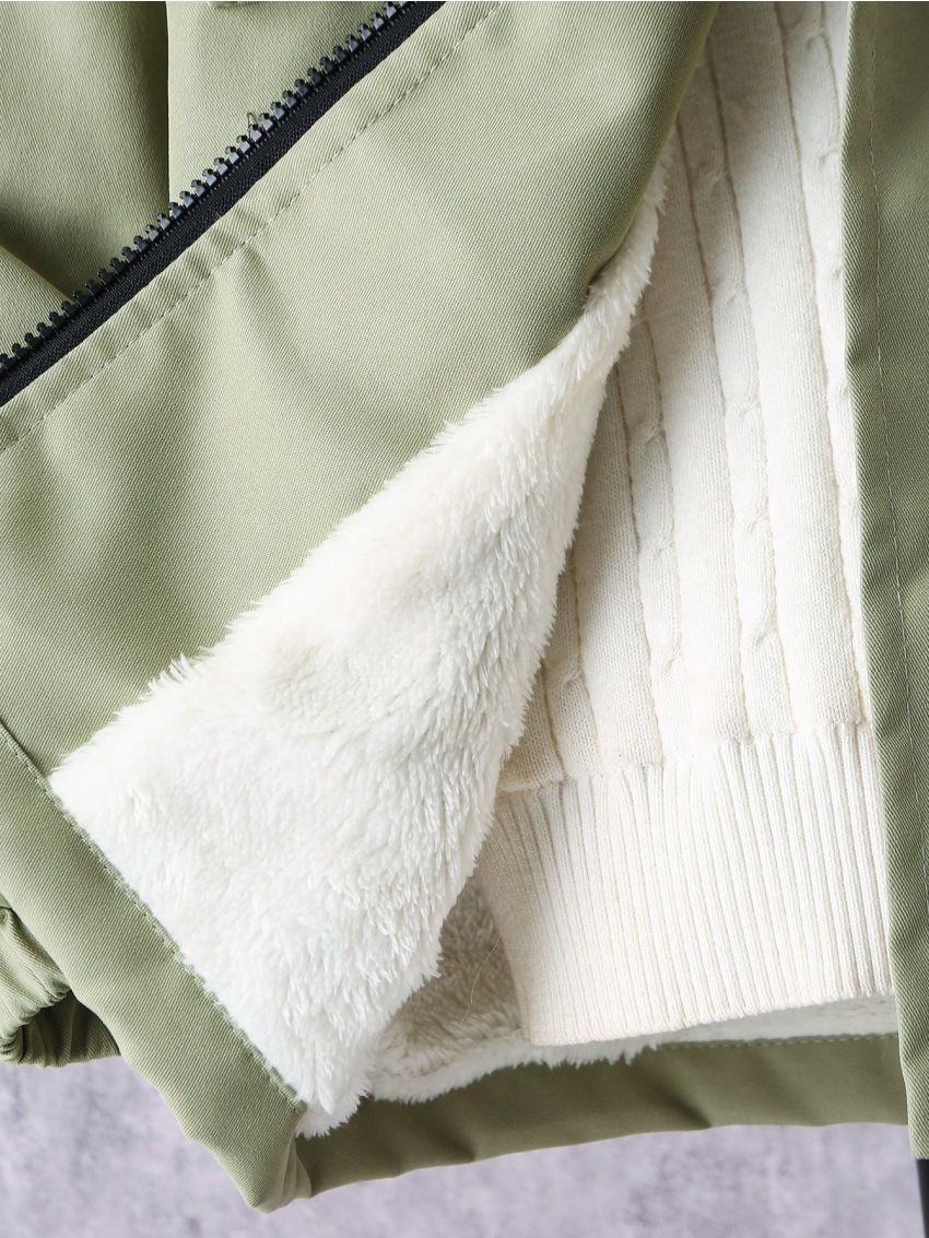 SHEIN Boys' Hooded Cargo Jacket With Pockets And Collar