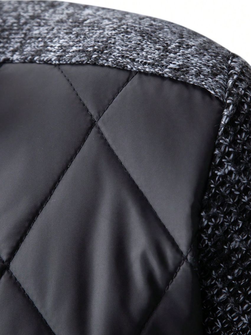 Men's Stand Collar Zipper Front Cardigan With Plush Lining