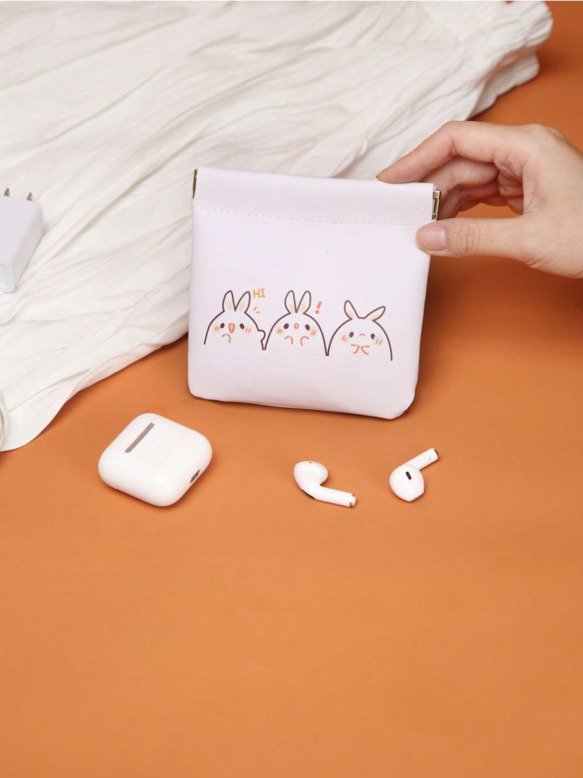 Littlelilypuffs Multifunctional Storage Bag For Headphones, Data Cables, And Small Items With Three Rabbit Ear Designs