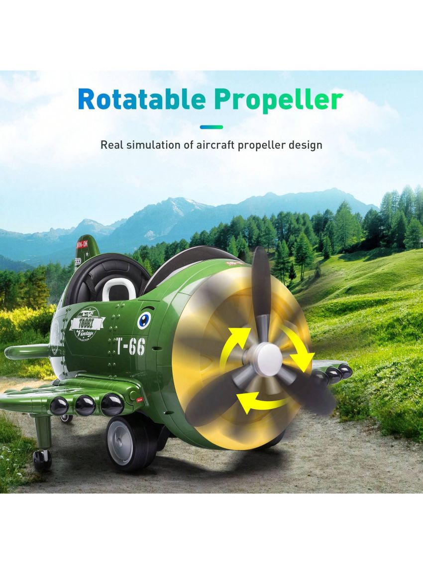 12-Volt Kids Electric Ride on Car Toy Airplane with Remote Control & USB