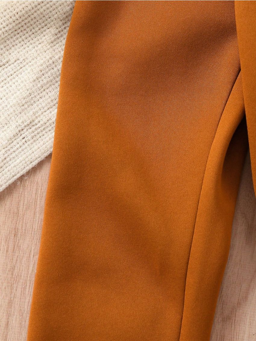 Young Girl Solid Elastic Waist Thermal Sweatpants