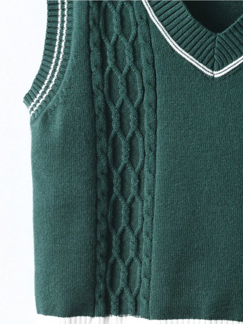 Young Boy Contrast Striped Sweater Vest