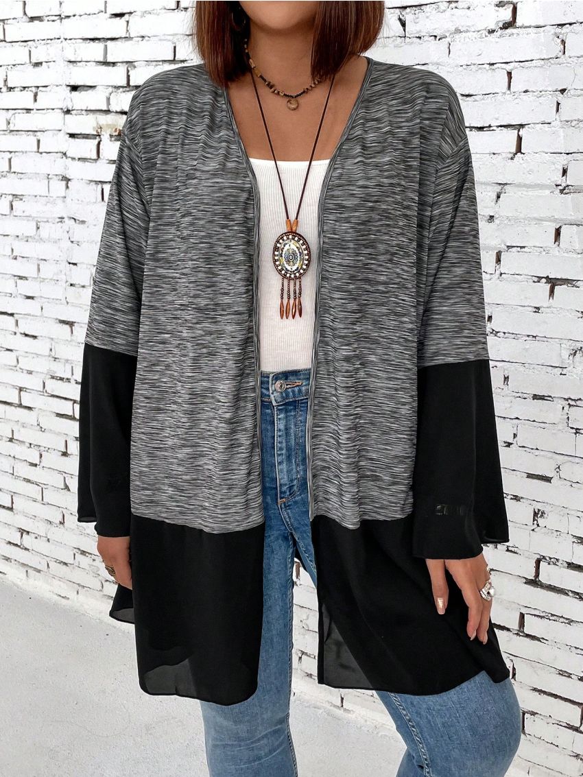 Plus Size Casual Patchwork Jacket