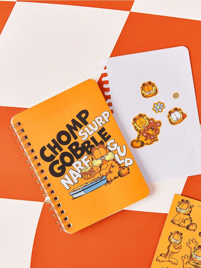 GARFIELD X SHEIN Cartoon Cat Print Yellow Notebook