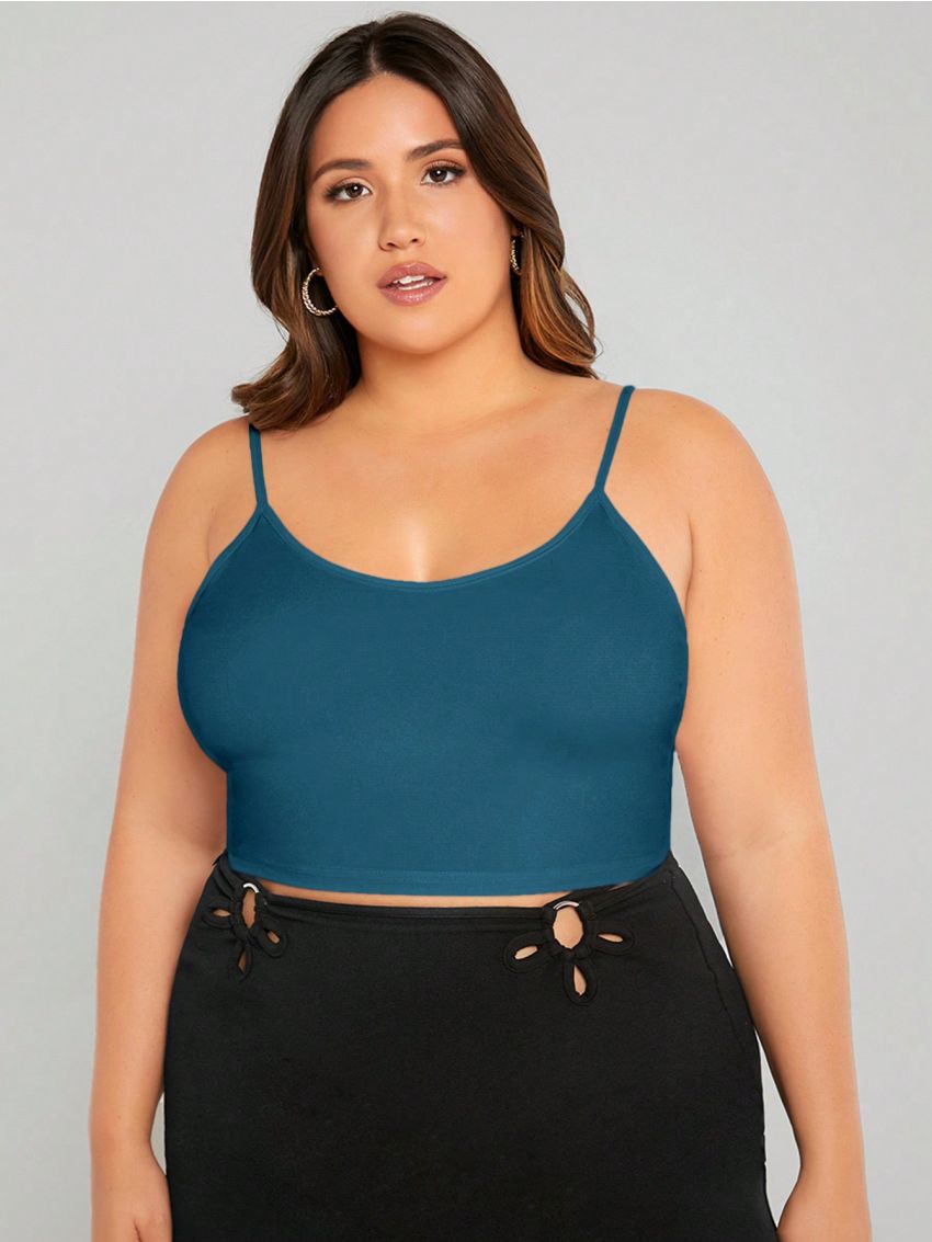 SHEIN BASICS Plus Solid Crop Cami Top