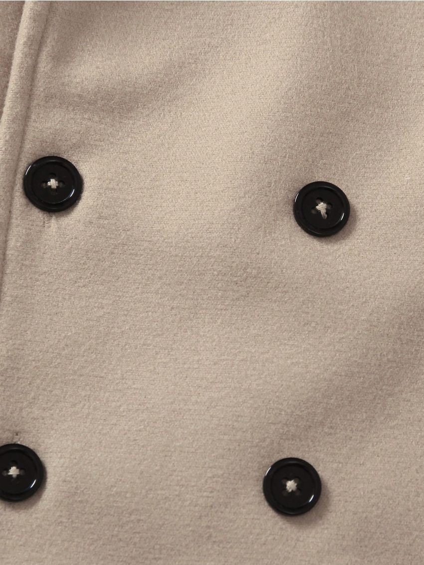 SHEIN Kids EVRYDAY Little Boys' Solid Color Double-Breasted Peacoat With Lapel Collar