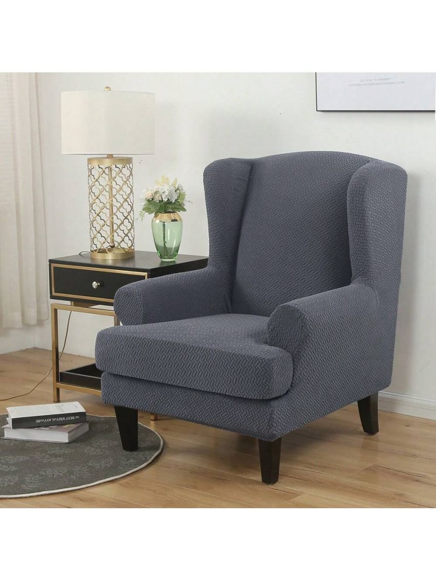 Wingback Armchair Cover Stretch Slipcover Elastic Wing Chair Cvoer Protector 2 Pieces