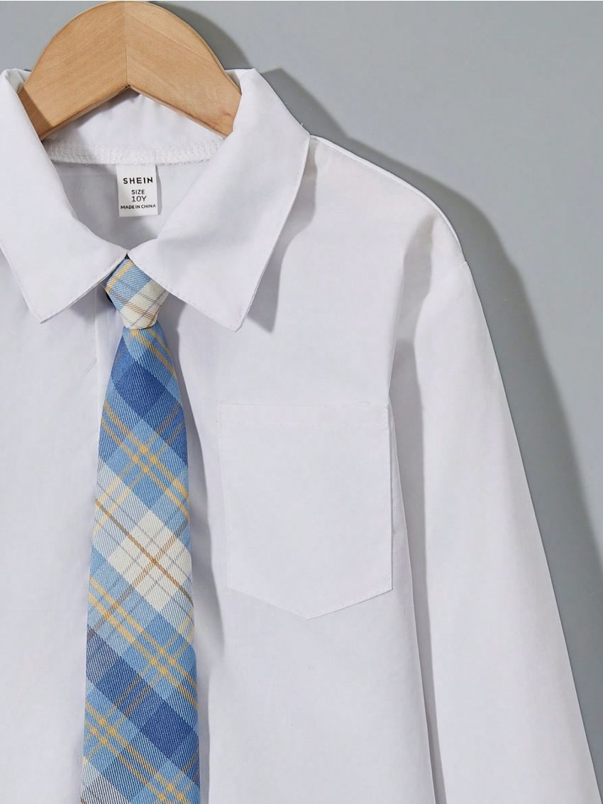 SHEIN Boys' (Big) Solid Color Shirt