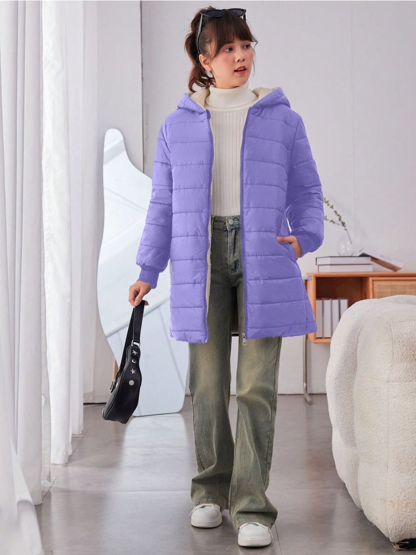 Teenage Girls' Casual Simple Urban Warm Plush Jacket -padded Clothes