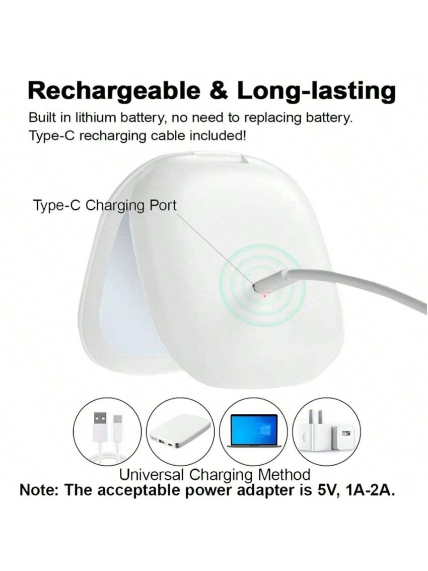 1pc Portable Led Lighted Makeup Mirror With 5x Magnification Pocket Size For Convenient Carrying