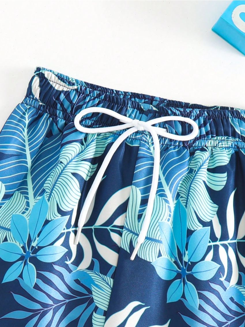 Baby Swimwear Woven Fabric Leaf Print Beach Shorts
