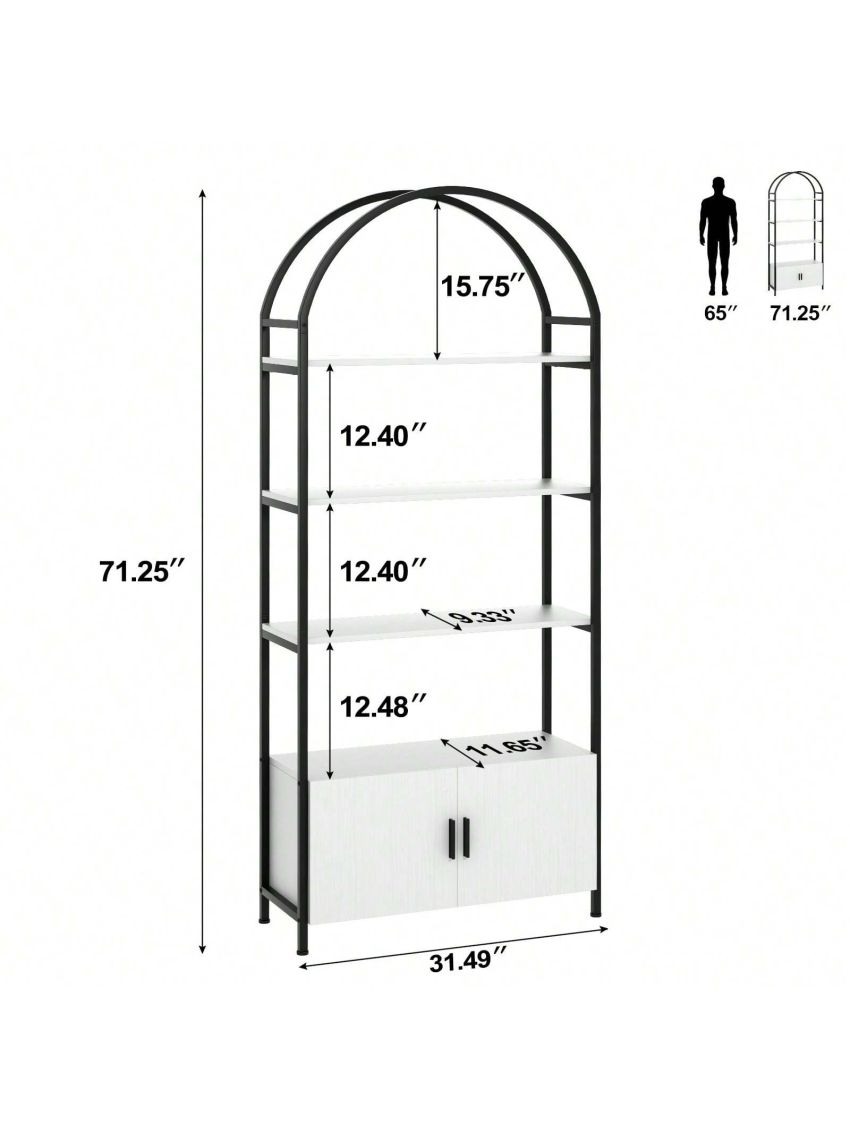 80 panel furniture: 1 set Color: black+white Material: steel+particle board Arch bookshelf with cabinet Size: 80 * 28 * 180cm Including: 1 * assembly hardware+hardware package with English instructions