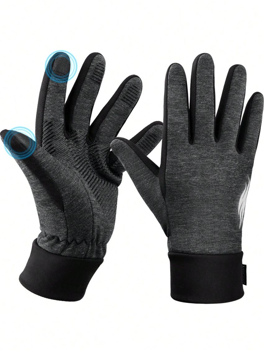 ATARNI Winter Warm Splash-proof Windtight Sports Gloves for Men Anti-slip Gloves Touch Screen Gloves with Reflective Printing for Hiking, Running, Riding, Walking dogs