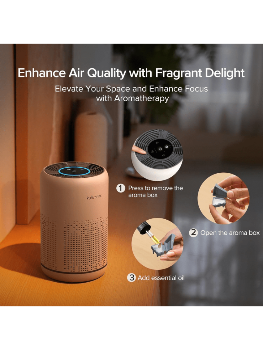 Air Purifiers for Bedroom, HEPA Air Purifiers, Air Cleaner for Smoke A11ergies Dander Hair Odor, Portable Air Purifier with Fragrance Sponge Sleep Mode Speed Control - AC300 Black