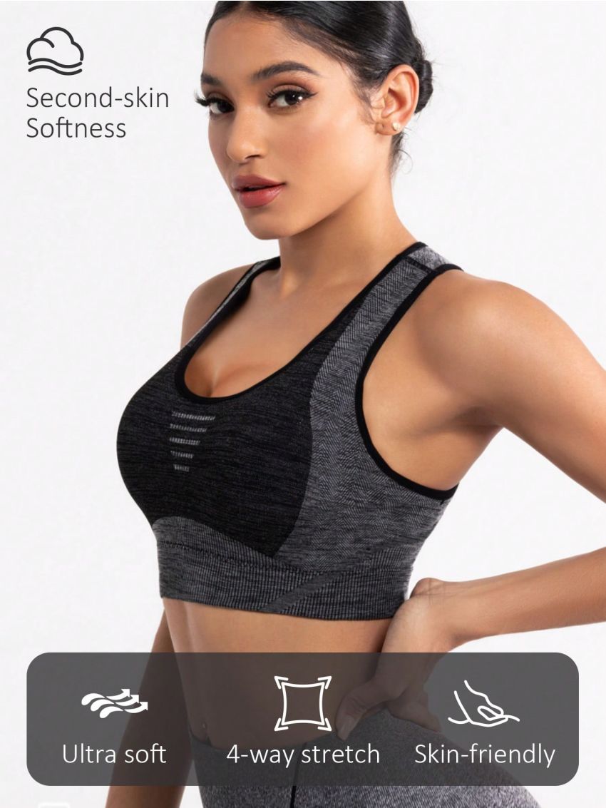SHEIN Yoga Basic Seamless Grey Sports Bra