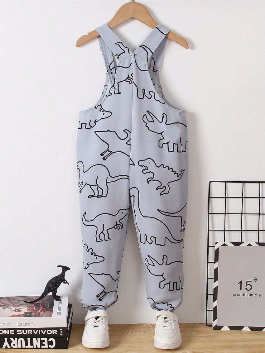 SHEIN Young Boy Cute Dinosaur Printed Jumpsuit, Spring/Summer