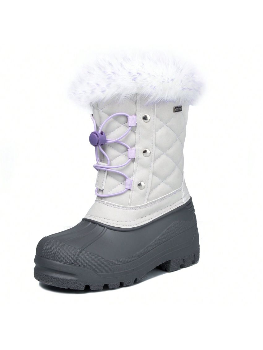 K KomForme Boys & Girls Snow Boots Insulated Fur Lined Warm Anti-Slip Waterproof Winter Boot (Toddler/Little Kid/Big Kid)