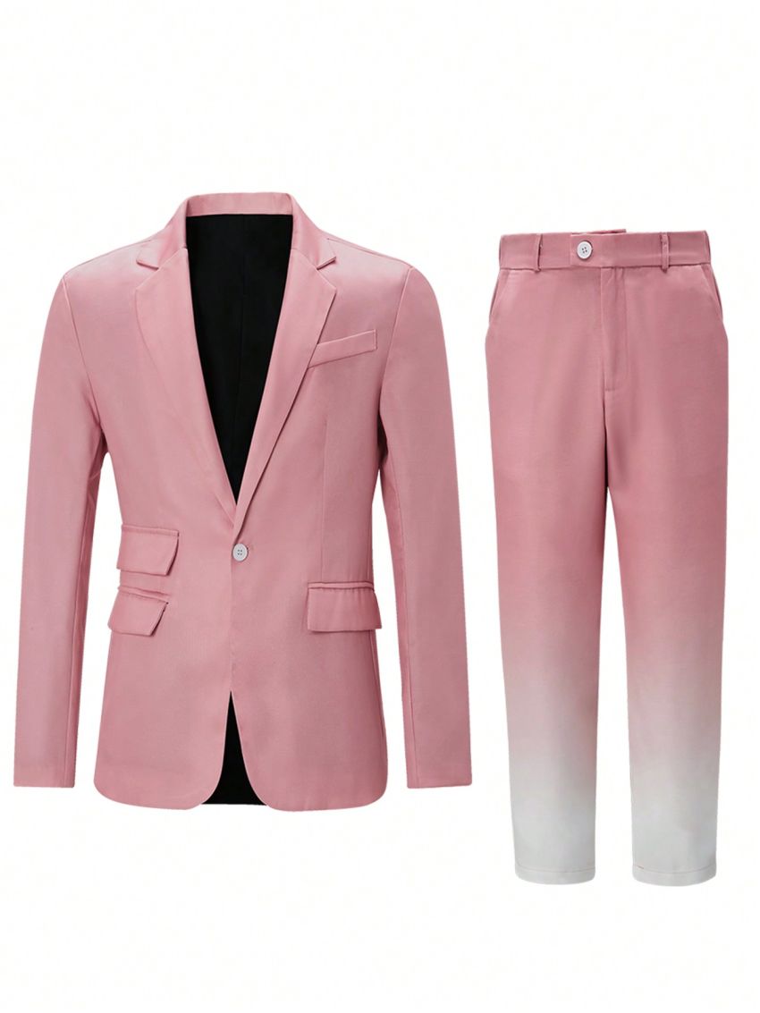 Men's Lapel Long Sleeve Suit Jacket And Pants Set