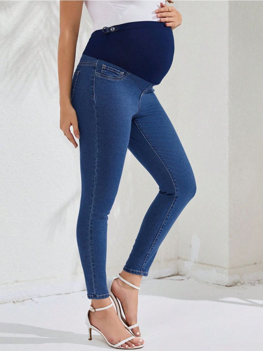 SHEIN Maternity Solid Color Simple Style Jeans