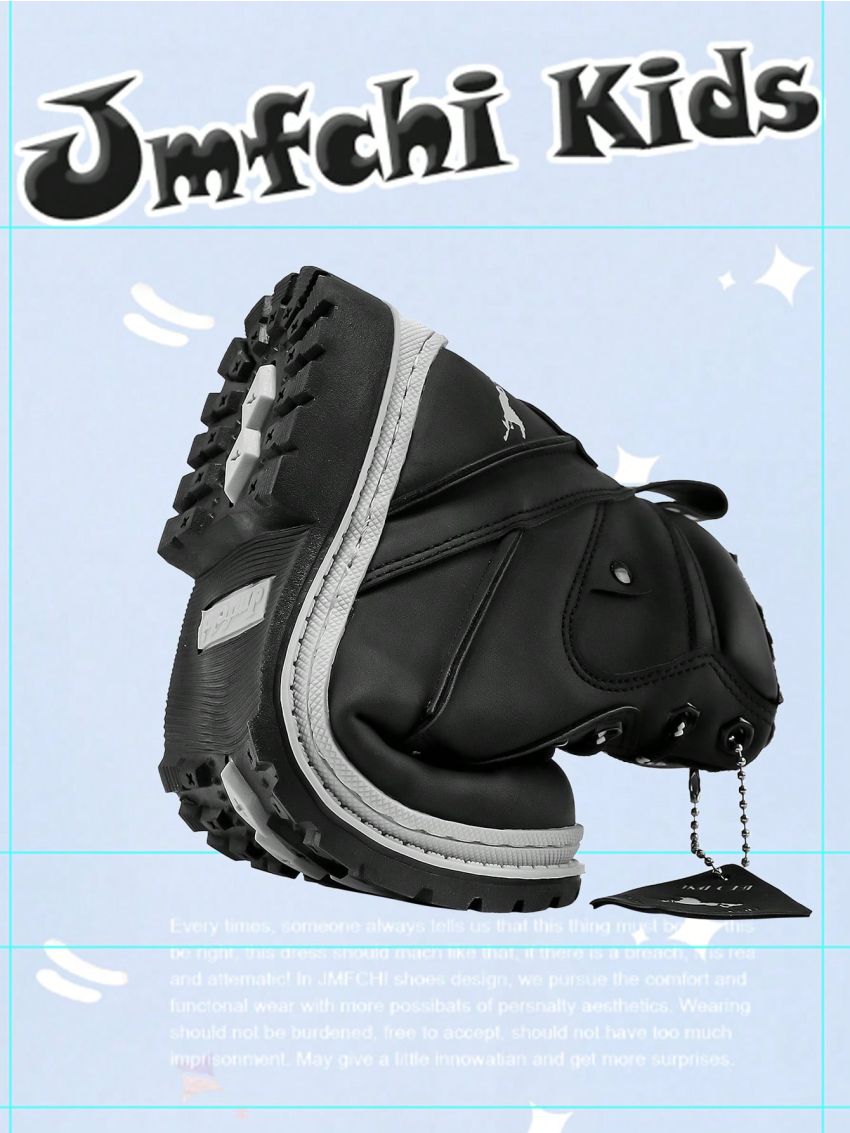 JMFCHI Kids Hiking Boots Boys Snow boots for Kids Waterproof Winter for Girls Warm Fur Lined Slip Resistant Outdoor Black