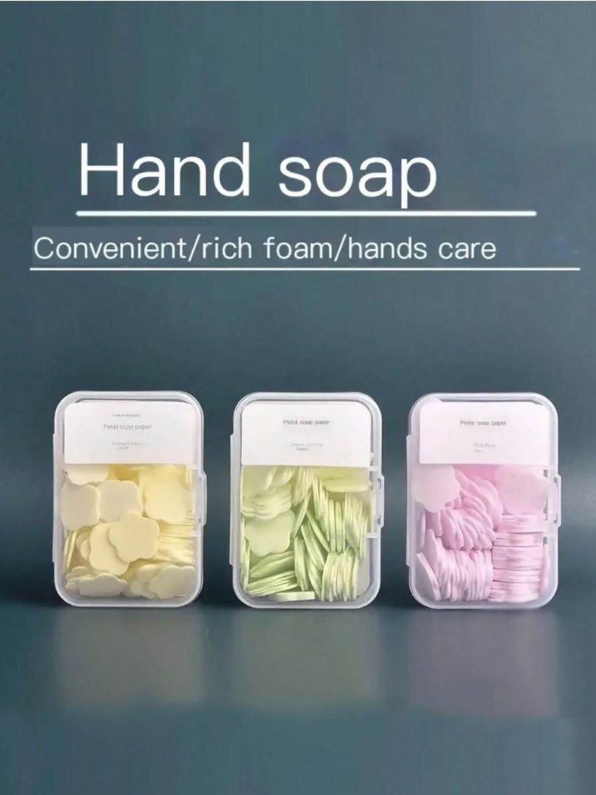 1box Portable Disposable Soap Sheets For Outdoor Travel, Hand Washing Antibacterial Soap Paper, Flower Petal Hand Washing Tablets With Long-lasting Fragrance Beach Vacation Essentials