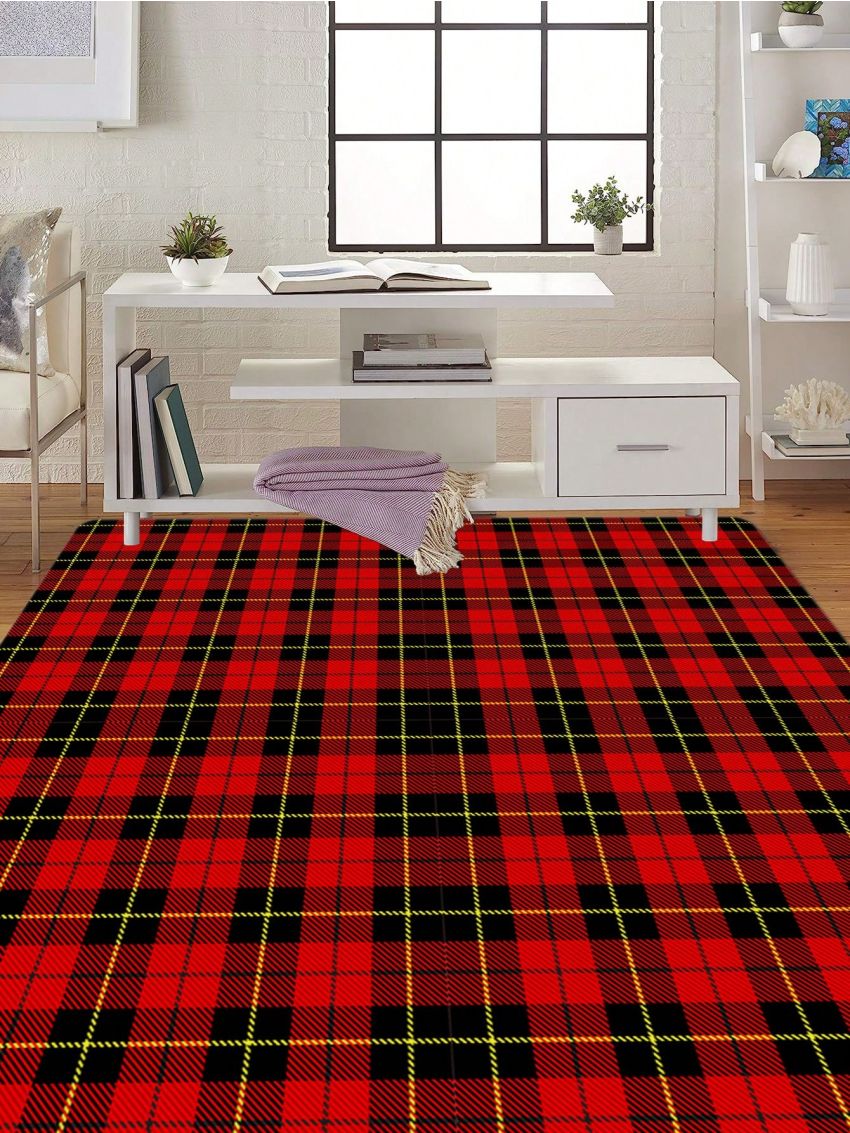 1pc Nordic Style Soft Carpet For Outdoor Balcony And Home Decoration, Retro Striped Checkered Carpet, Living Room Modern Luxurious Sofa Coffee Table Large Area Rug