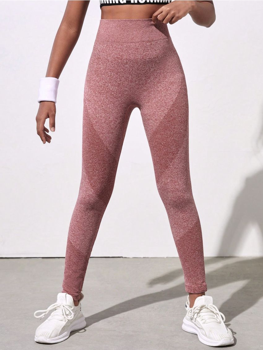 Tween Girls' Sports Brick Red Leggings, Suitable For Outdoor Sports, Fitness, Yoga And Aerobics