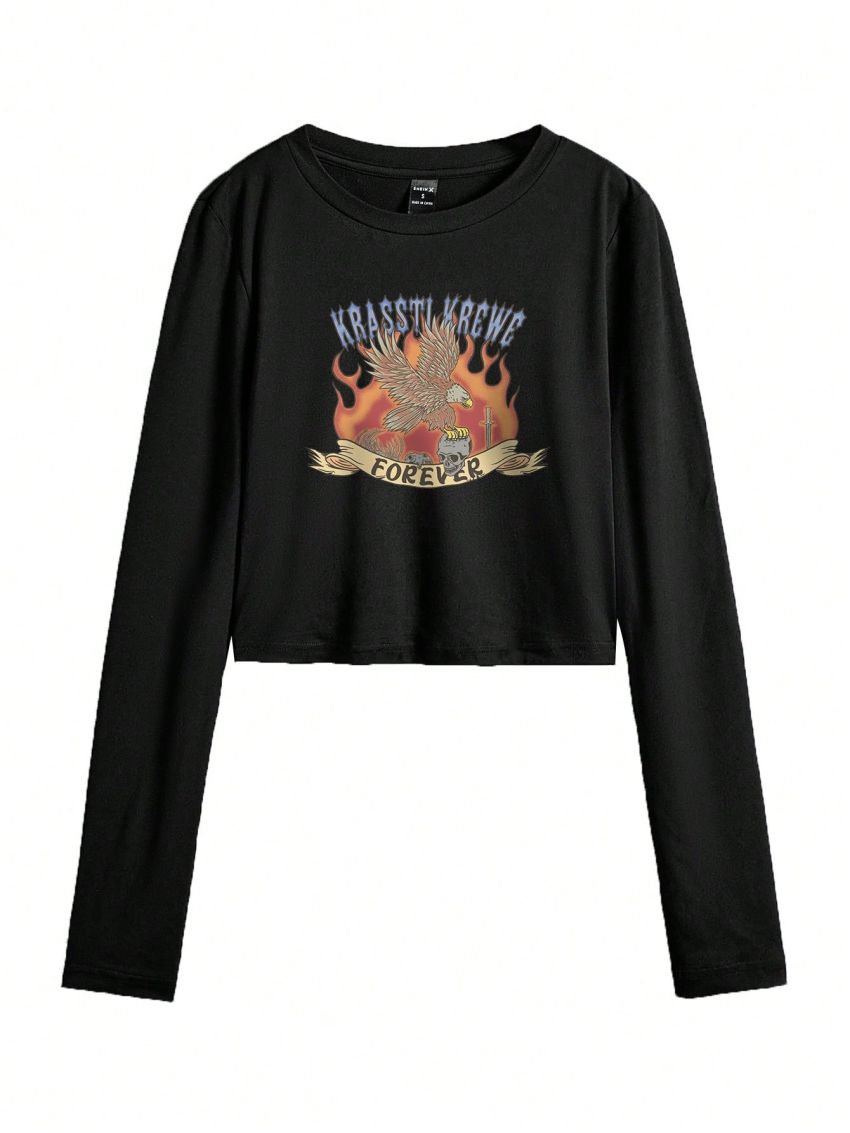 KRASSTI Ladies' Slim Fit Long Sleeve T-Shirt With A Small Round Collar