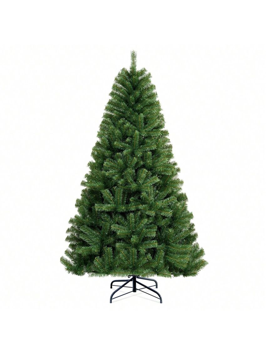 6FT Artificial Holiday Christmas Tree, Unlit Premium Hinged Spruce Holiday Xmas Tree, 800 Branch Tips & Metal Foldable Stand for Home, Office, Party Decoration
