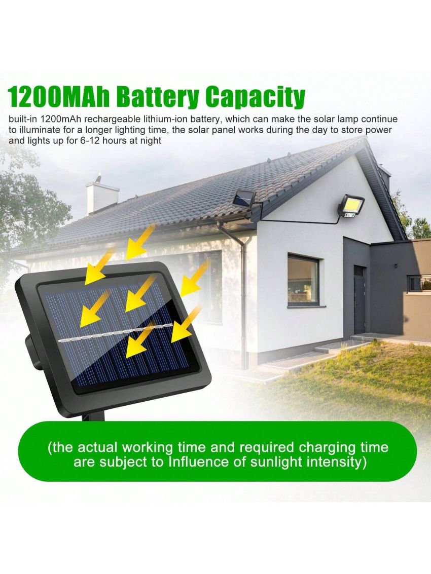 220000 Lumens Solar Street Light 3 Lighting Modes 117cob Wall Lamp for Outdoor Garden Yard Without Remote Control