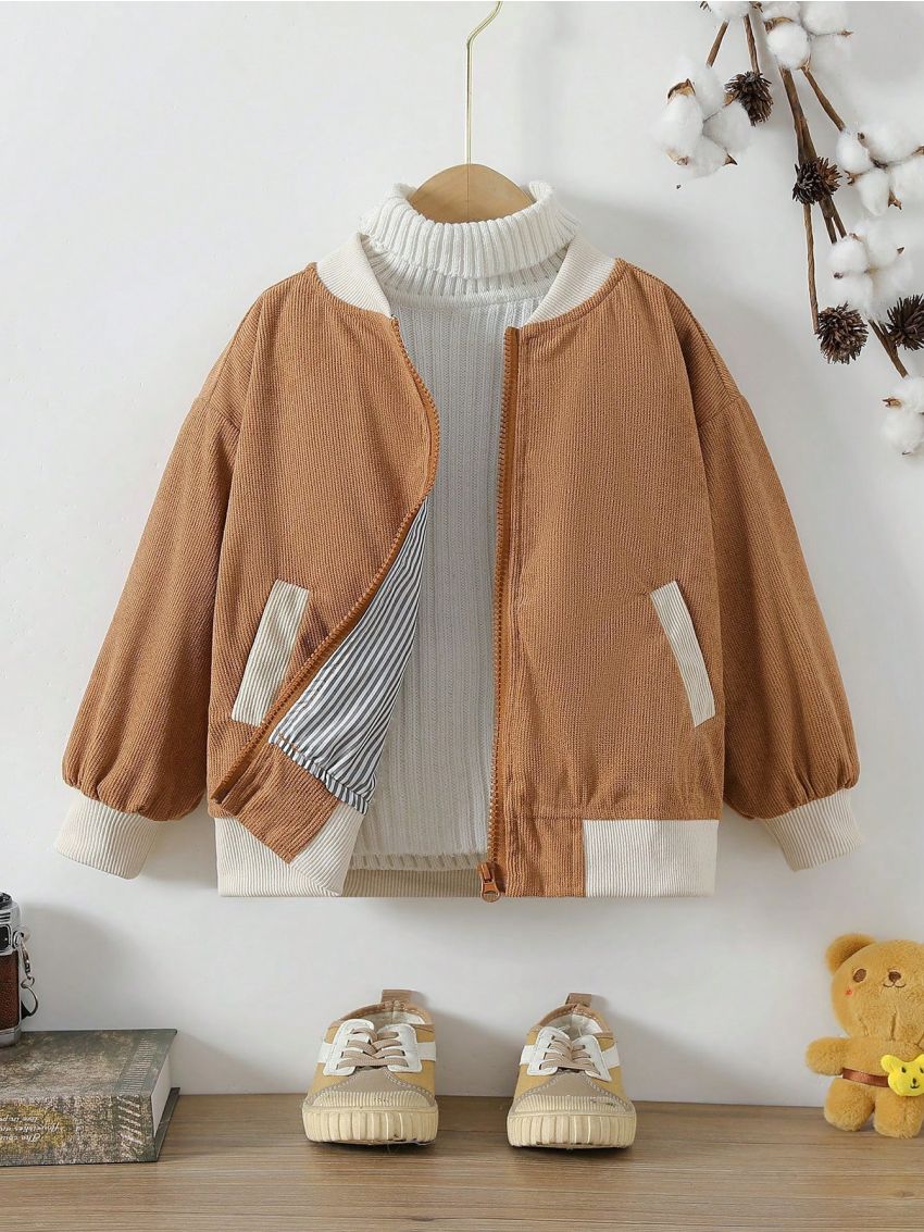 SHEIN Toddler Boys' Patchwork Jacket For Autumn/Winter