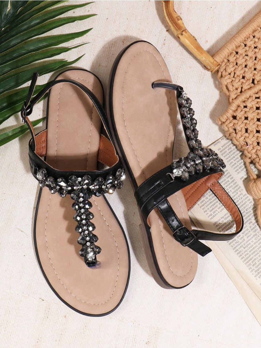 Women's Solid Color Slip-On Wedge Heel Thick Sole Sandals