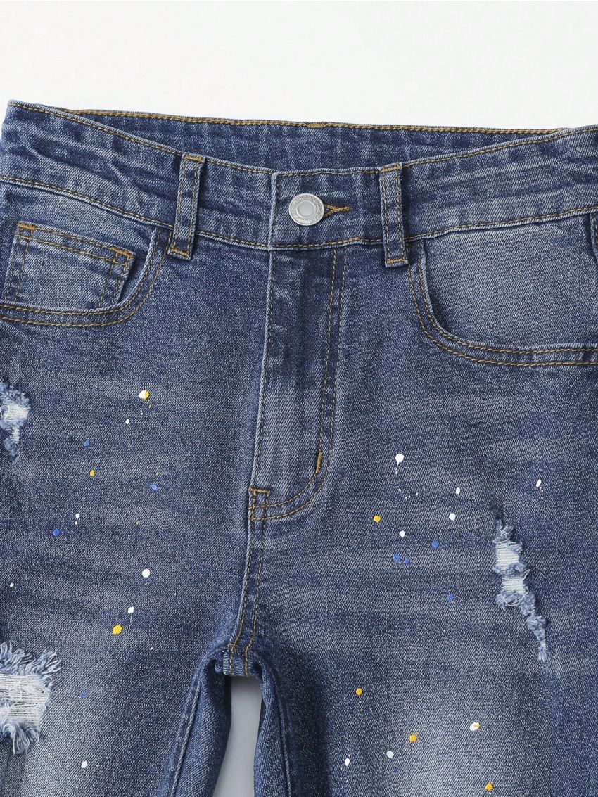 Tween Boy's Distressed Washed Denim Jeans