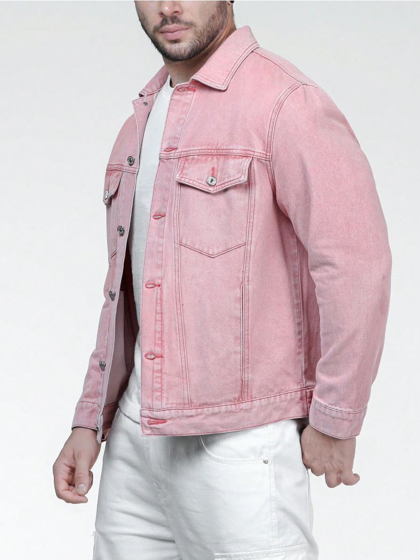 Men Plus Flap Pocket Denim Jacket