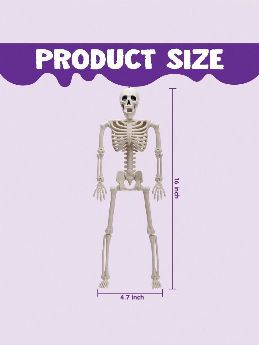 JOYIN 10 PCS 16 Inches Halloween Hanging Skeletons Full Body Skeletons Realistic Human Plastic Bones with Posable Joints for Halloween Indoor Outdoor Party Decor, Graveyard Decorations