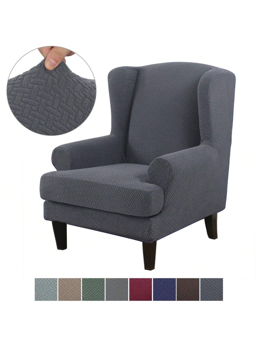 Wingback Armchair Cover Stretch Slipcover Elastic Wing Chair Cvoer Protector 2 Pieces