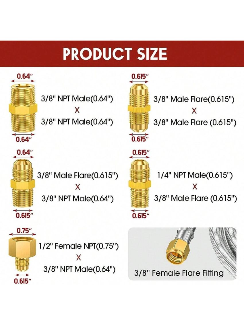 PatioGem 20 Feet High Pressure Braided Propane Hose Extension with Conversion Coupling 3/8