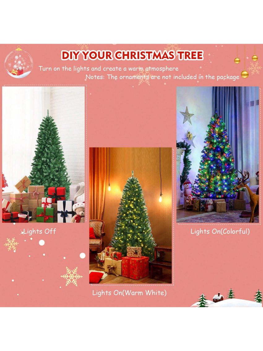 Costway 6ft Pre-lit Hinged Christmas Tree w/ Remote Control & 9 Lighting Modes