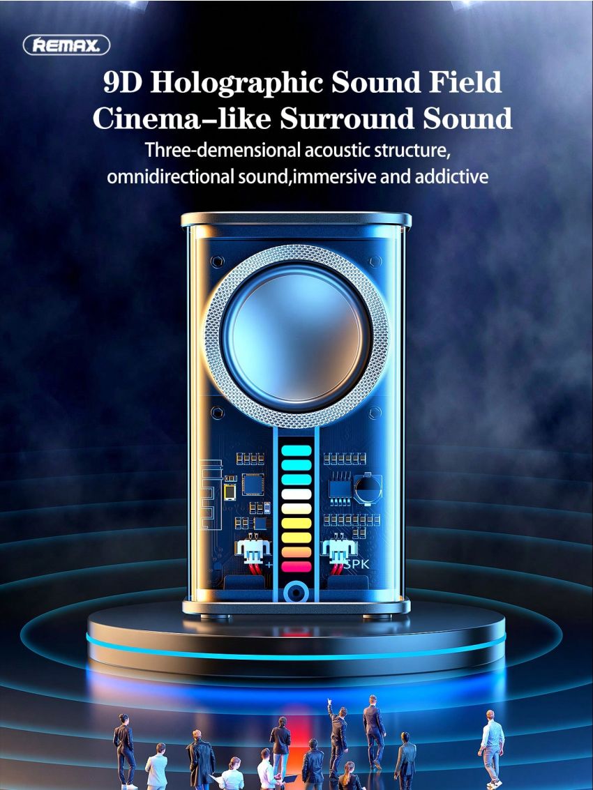 Remax Outdoor Portable Wireless Speaker,2-speaker Interconnection for 3D Surround Sound,Shocking Heavy Bass,2-device Interconnection,Suitable For Travel, Camping, Party,FCC&CE Certification,Black