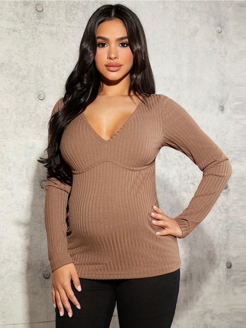 SHEIN Maternity Striped Long Sleeve T-Shirt