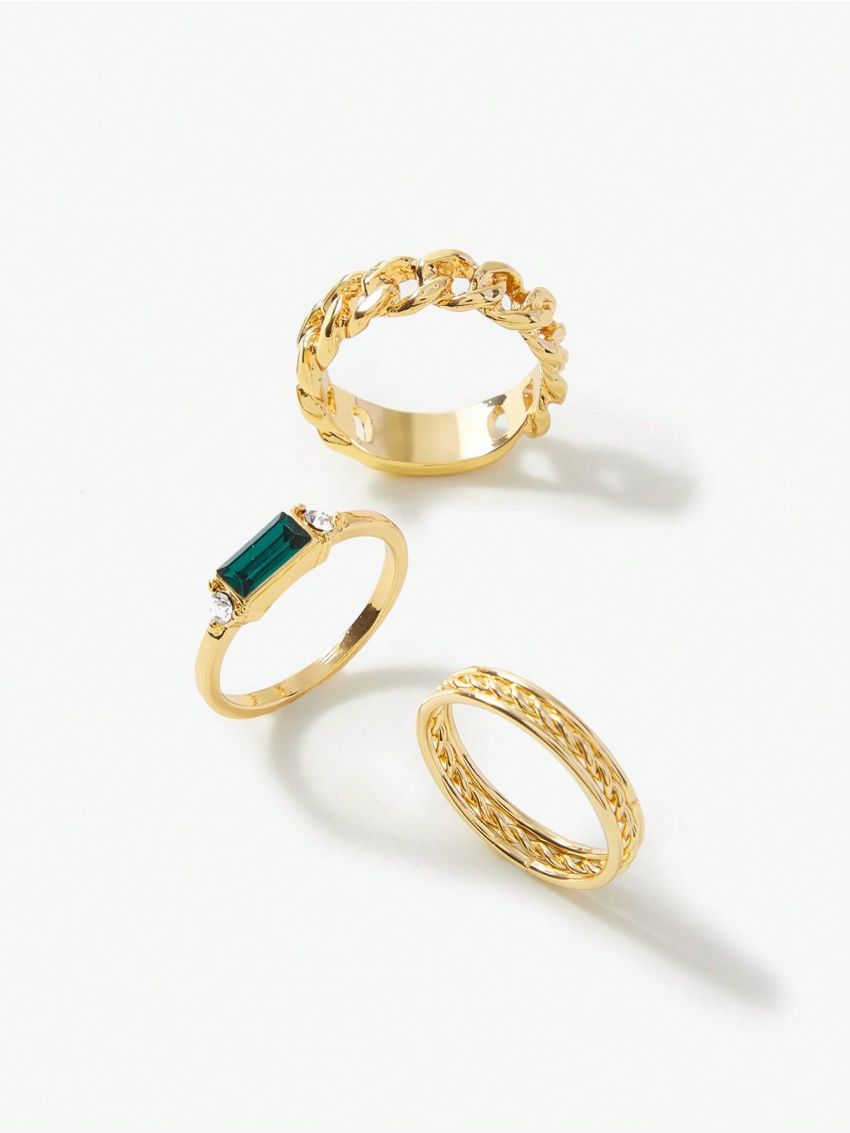 SHEIN SXY 3pcs/set Minimalist Fashionable Personalized Rings